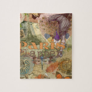 Vintage Paris Flapper Art Deco Pauw Collage Legpuzzel