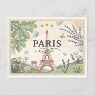 Vintage Paris France Travel Poster Art Briefkaart