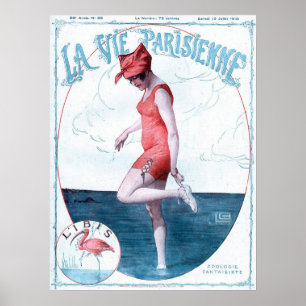 Vintage Paris Frankrijk Bathing Suit Mode & Beach Poster