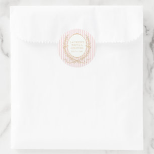 Vintage Paris Glam Roze Streep Bruidsfeest Ronde Sticker