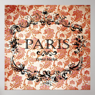 Vintage Paris Market Floral Poster