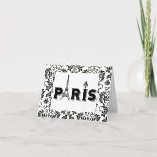 Vintage-Paris noir et blanc carte pour notes