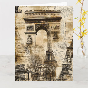 Vintage Paris Patroon – Eiffeltoren Huisdecoratie Kaart