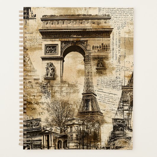 Vintage Paris Pattern – Eiffel Tower Landmarks (Devant)