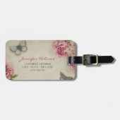 Vintage Paris Peonies Gepersonaliseerd label Bagagelabel (Voorkant horizontaal)