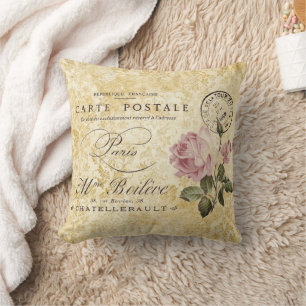 Vintage Paris Post Pink Roses Kussen
