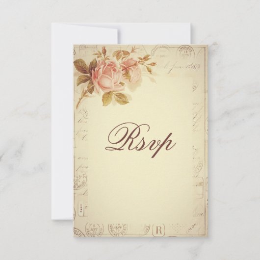 Vintage Paris Postmarks Chic Rose RSVP (Devant)