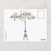 VINTAGE PARIS POSTMARKS DEWY ROZEN BRIEFKAART (Achterkant)