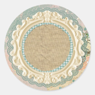 Vintage Paris Shabby Chic Franse Frame Boutique Ronde Sticker