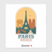 Vintage Paris Sticker – Notre Dame Cathedral Retro (Feuille)