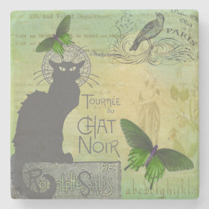 Vintage Paris Tour of Chat Noir Collage Stenen Onderzetter
