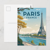 Vintage Paris Travel Briefkaart (Voorkant / Achterkant)