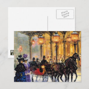 Vintage Parisiaanse kerstBriefkaarten Feestdagenkaart