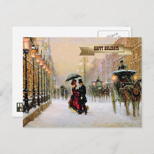 Vintage Parisiaanse kerstBriefkaarten Feestdagenkaart (Voorkant / Achterkant)