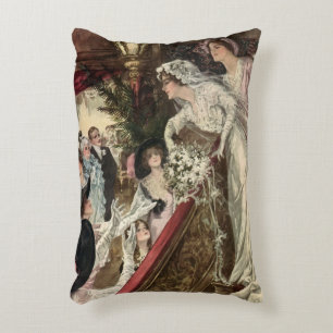 Vintage pasgetrouwd paar, Victoriaanse bruid gooit Accent Kussen