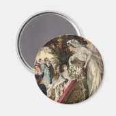 Vintage pasgetrouwd paar, Victoriaanse bruid gooit Magneet (Voorkant / Achterkant)