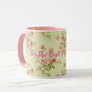 Vintage past Floral Modern Roos Populair aan Mok