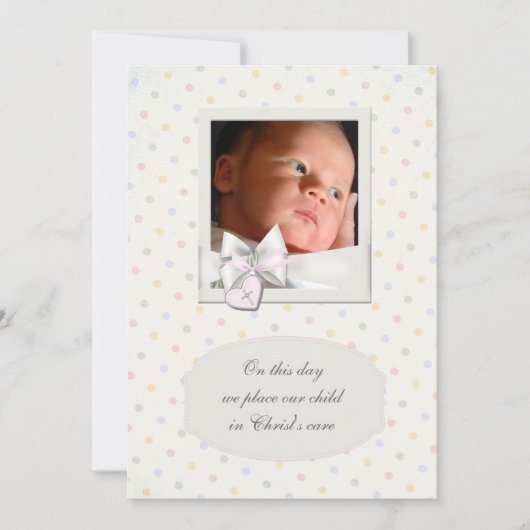 Vintage Pastel Baby Girl Christening Invitations (Devant)