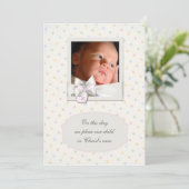 Vintage Pastel Baby Girl Christening Invitations (Debout devant)