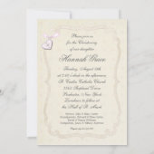 Vintage Pastel Baby Girl Christening Invitations (Dos)