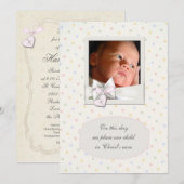 Vintage Pastel Baby Girl Christening Invitations (Devant / Derrière)