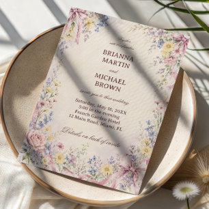 Vintage Pastel Bloemenlint Kaart
