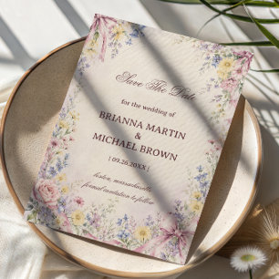 Vintage Pastel Bloemmotief Save The Date