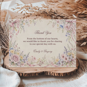 Vintage Pastel Bloemrijke Dankbaarheid Bedankkaart