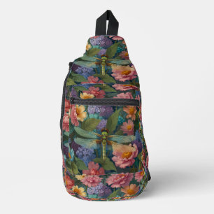 Vintage pastel bloemrijke tuin boho chic libel sling bag