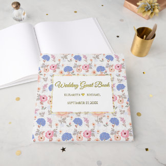 Vintage Pastel Botanical Watercolor Flowers Gastenboek