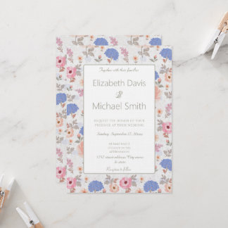 Vintage Pastel Botanical Watercolor Flowers Kaart