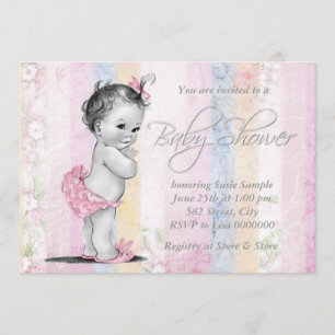 Vintage Pastel Regenboog Baby Shower Kaart