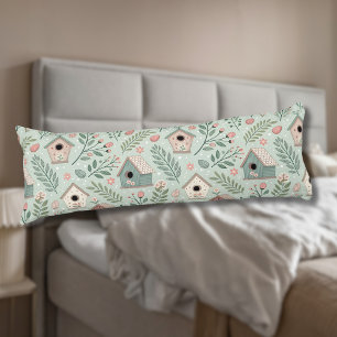 Vintage Pastel Vogelschuurtjes met Bloeiende Bloem Lichaamskussen