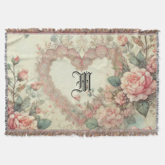 Vintage Pastel Watercolor Boho Floral Hearts Deken