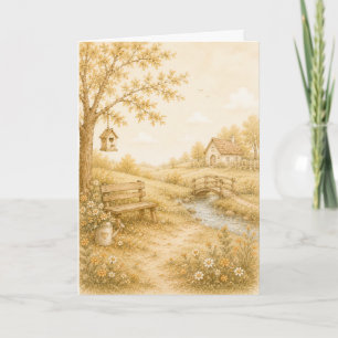 Vintage Pastel Weide Groet  Kaart