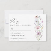 Vintage Pastel Wildflower Wedding RSVP Card Kaartje (Voorkant)