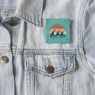 Vintage pastels bergen zijn aan het roepen monogra vierkante button 5,1 cm