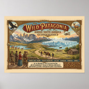 Vintage Patagonia-reisposter Exploratieperiode Poster