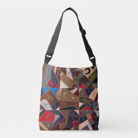 Vintage Patchwork Crazy Quilt Crossbody Sac (Devant)
