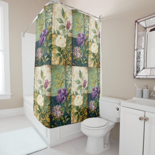 Vintage Patchwork Stijl Douchegordijn (In situ)