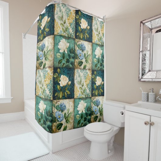 Vintage Patchwork Stijl Douchegordijn (In situ)