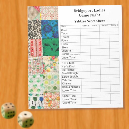 Vintage Patchwork Yahtzee Avond Notitieblok