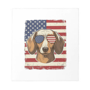 Vintage Patriotische Dachshund Vlag Zonnebril Vect Notitieblok