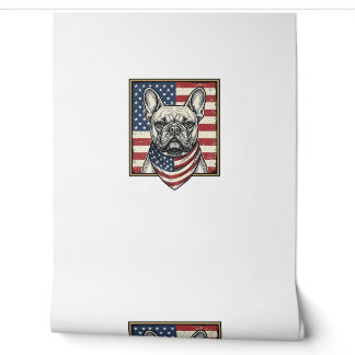 Vintage Patriotische Franse Bulldog Vlag Behang