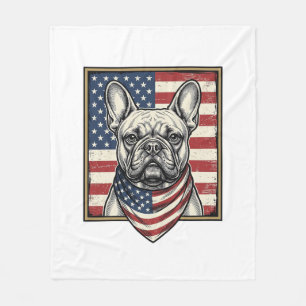 Vintage Patriotische Franse Bulldog Vlag Fleece Deken
