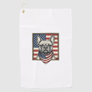 Vintage Patriotische Franse Bulldog Vlag Golfhanddoek