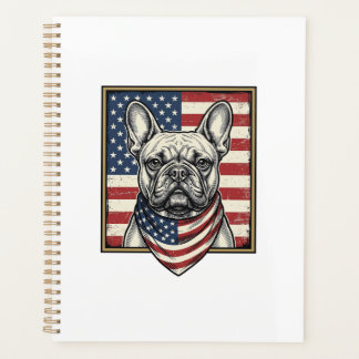Vintage Patriotische Franse Bulldog Vlag Planner
