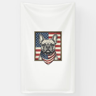 Vintage Patriotische Franse Bulldog Vlag Spandoek