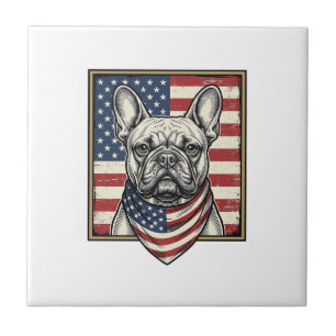 Vintage Patriotische Franse Bulldog Vlag Tegeltje