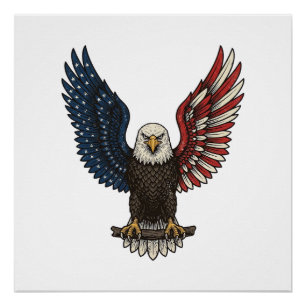 Vintage Patriottische Adelaar Vector T-shirt Ontwe Perfect Poster
